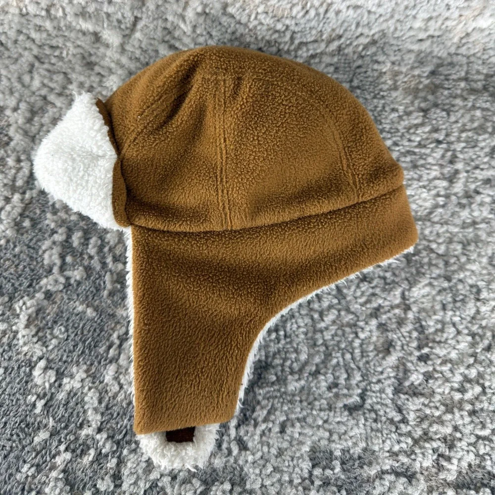 Carhartt Size OS Fleece Sherpa Lined Trapper Earflap Hat Brown Kids